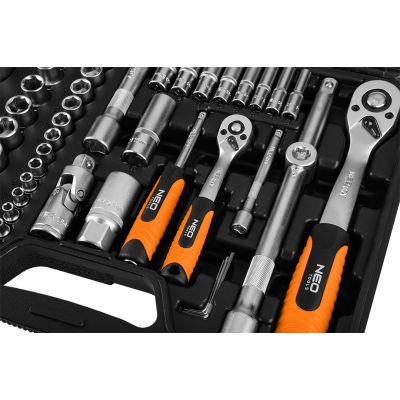 9. Socket wrench set 1/2", 1/4", 110 pcs, satin
