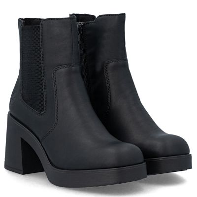 11. Women's Chelsea boots with a block heel, insulated, black, Rieker 58081-00