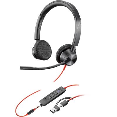 38. Poly Blackwire 3325 Stereo MS Teams Certified USB-C Headset +3.5mm Plug +USB-C/A Adapter 8X222AA