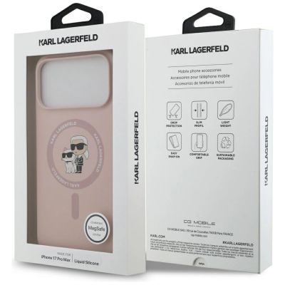 8. Karl Lagerfeld Silicone Karl&Choupette Ring MagSafe Case for iPhone 17 Pro Max - Pink