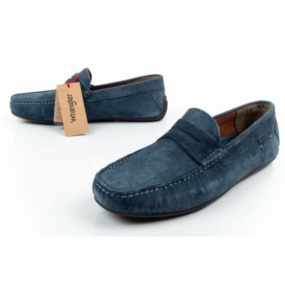 8. Wrangler men's shoes Maifield Suede moccasins, navy blue