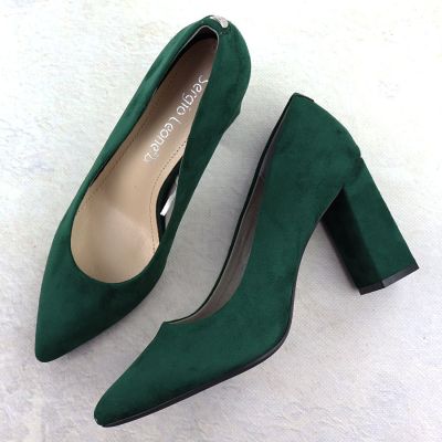5. Sergio Leone Green Suede Pointed Toe Pumps PB216