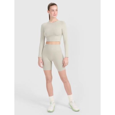 3. Women's training longsleeve crop top with cutout back 4F 4FRSS25TFLOF486-83S