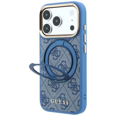 2. Guess Ring Stand 360 4G Classic Logo MagSafe Case for iPhone 18 Pro / 17 Pro - Blue