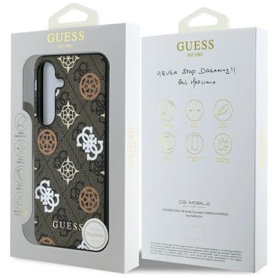 8. Guess 4G Printed Colored Peony Pattern MagSafe case for Samsung Galaxy S25 brown