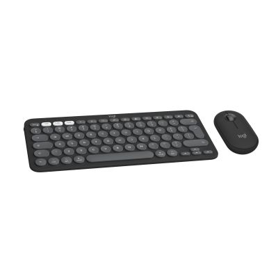 7. Logitech 920-012244 Keyboard Mouse Included Universal RF Wireless + Bluetooth QWERTY American International Graphite