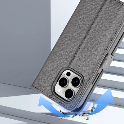 10. Dux Ducis Lawa Leather Case for iPhone 15 Pro Max - Gray