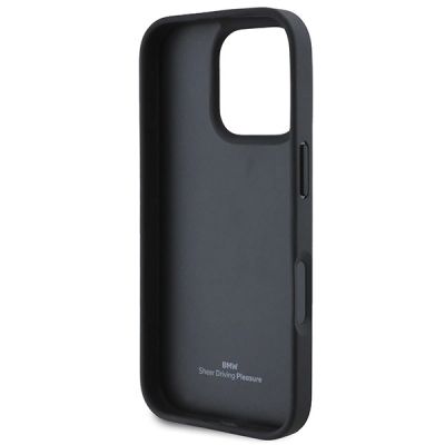 7. BMW Leather Hot Stamp iPhone 16 Pro Max Case - Black