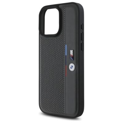 6. BMW M Perforated Tricolor Detail Line iPhone 16 Pro Max Case - Dark Gray
