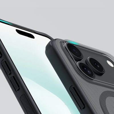 13. Nillkin Super Frosted Shield Pro MagSafe Compatible Case for iPhone 17 Pro - Transparent Black