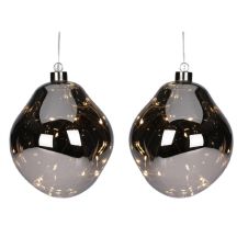GLASS DROP MATRIX BALL 2 PCS LED 12 CM ANTHRACITE