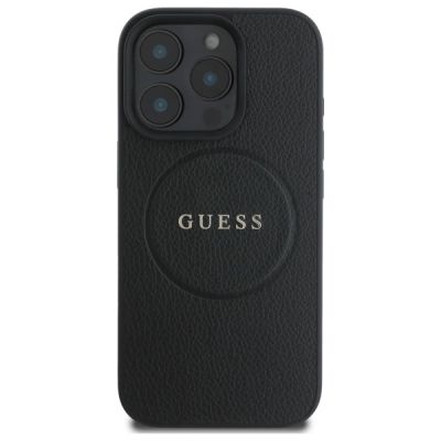 3. Guess Grained Gold Ring MagSafe case for iPhone 16 Pro Max - black