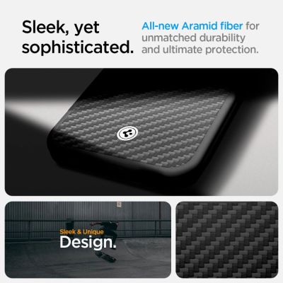 12. Spigen Enzo Aramid MagSafe Case for iPhone 16e / 17e - Black