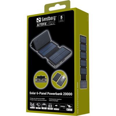 7. Sandberg 420-73 Power Bank Lithium Polymer (LiPo) 20000 mAh Black