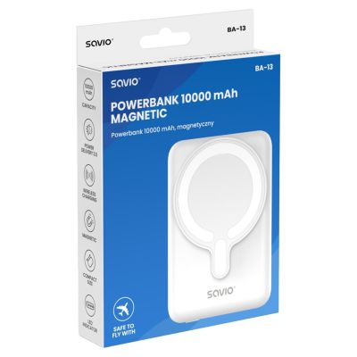 5. SAVIO POWERBANK 10000 MAH MAGNETIC WHITE BA-13
