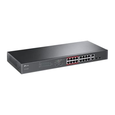 6. TP-LINK TL-SL1218MP PoE Switch (16x 10/100Mbps, 2x 10/100/1000Mbps), Unmanaged PoE switch, 16 10/100 Mbps ports, 2 Gigabit ports, High total PoE power supply - up to 30 W on each PoE port and 250 W for all PoE ports*.