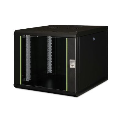10. Digitus Unique 19" 9U rackmount network cabinet, 600x600, glass door, black, undivided, assembled, 100kg