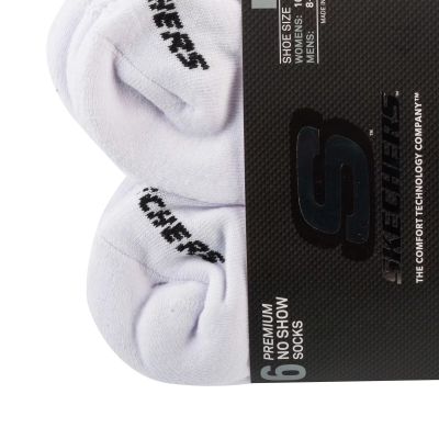 2. Skechers 6pk Unisex 1/2 Terry Crew Socks S118210-WHT White 41-46