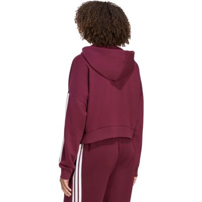3. Women's adidas Essentials 3-Stripes French Terry Quarter-Zip Burgundy Sweatshirt KF8316