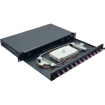 2. 19" 12 x LC Duplex OM4 Fiber Optic Splice Box Ready to Splice