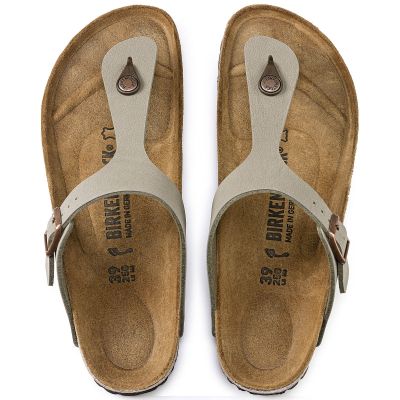 5. Birkenstock Gizeh Birko-Flor Nubuck Stone Regular Men's Flip-Flops Wide Gray (43391)