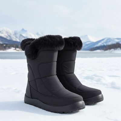 8. Women's flat insulated snow boots black Potocki KI24322