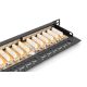 15. High density patch panel 19'' 24x RJ45, LSA level, cat.6, shielded, 0.5U, black, cable guide