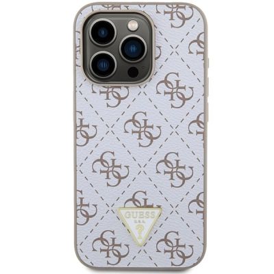 3. Guess 4G Triangle Metal Logo Case for iPhone 15 Pro - White