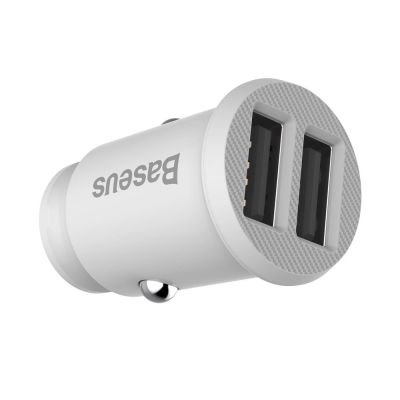 5. Baseus Grain Car Charger CCALL-ML02 mini charger 2x USB-A 3.1A - white
