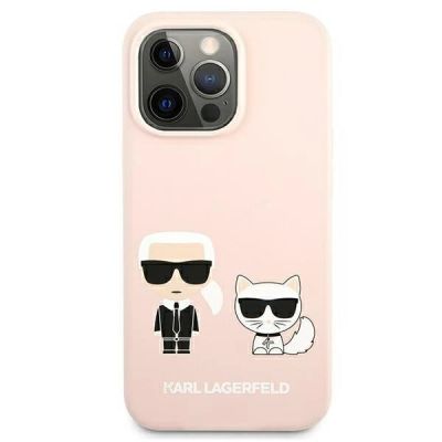 4. Karl Lagerfeld Silicone Ikonik Karl&Choupette MagSafe Case for iPhone 13 Pro Max - Light Pink