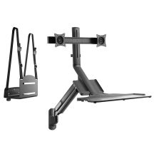 Maclean Dual Monitor and Keyboard Wall Mount, Gas Spring with Computer Holder, for 17" ~ 27" Monitors, MC-633
