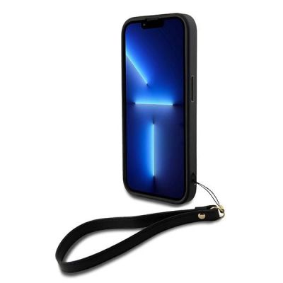 3. DKNY Wrist Strap Stock Logo case for iPhone 15 Pro - black