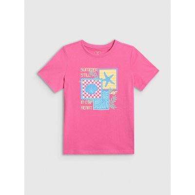 5. Girls' regular printed T-shirt 4F 4FJRSS26TTSHF4418-54S