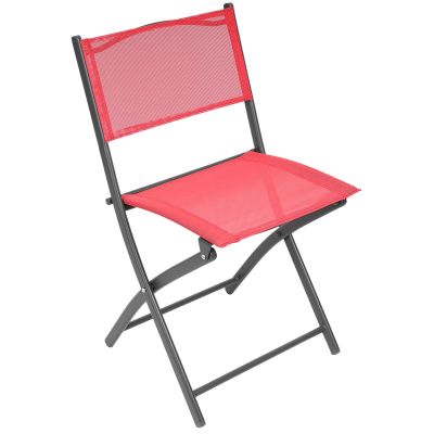 5. BALCONY FURNITURE SET ROUND TABLE AND 2 FOLDING CHAIRS RED