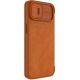 6. Nillkin Qin Leather Pro Case iPhone 14 Plus Camera Cover Holster Cover Flip Case Brown