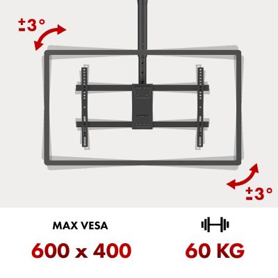 8. Maclean TV ceiling mount, max. load 60kg, 43-86", max. VESA 600x400, MC-112 B