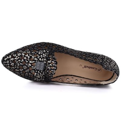 3. Women's leather openwork shoes, black, Cambell 35307
