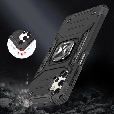 7. Wozinsky Ring Armor tough hybrid case cover + magnetic holder for Samsung Galaxy A73 silver