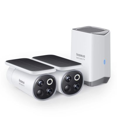 2. Baseus Security S1 Pro Dual 3K Outdoor Surveillance Kit (2 Cameras) – White