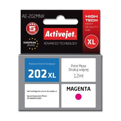 Activejet AE-202MNX Ink Cartridge (replacement for Epson 202XL H34010; Supreme; 12 ml; red)