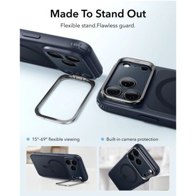 3. ESR Classic Hybrid Kickstand MagSafe Case for iPhone 18 Pro / 17 Pro - Navy Blue