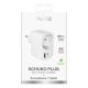 2. Puro 20W Power Delivery Charger with Schuko Plug and Socket 1x USB-C + 1x USB-A - White