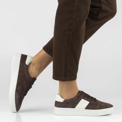 8. Women's leather sneakers on a brown platform Filippo DP7533