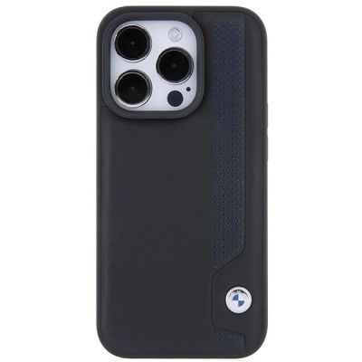 3. BMW Leather Blue Dots iPhone 15 Pro Max Case - Black