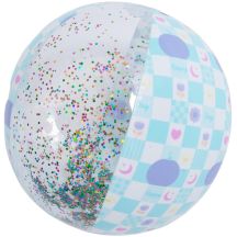 INFLATABLE BEACH BALL 50CM GLITTER BLUE 53197