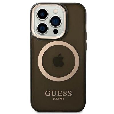 3. Guess GUHMP14XHTCMK iPhone 14 Pro Max 6.7" black/black hard case Gold Outline Translucent MagSafe