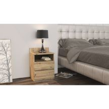 M1 MALWA BEDSIDE TABLE 2 DRAWERS 1 SHELF ARTISAN