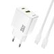 Dudao A27MaxCEU PD QC 35W USB-A USB-C Wall Charger with USB-C Cable - White