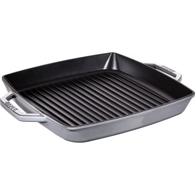 STAUB Square Cast Iron Grill Pan with Two Handles 33 cm, Graphite 40511-785-0