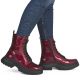 6. Women's leather ankle boots, burgundy platform, Rieker W1870-35